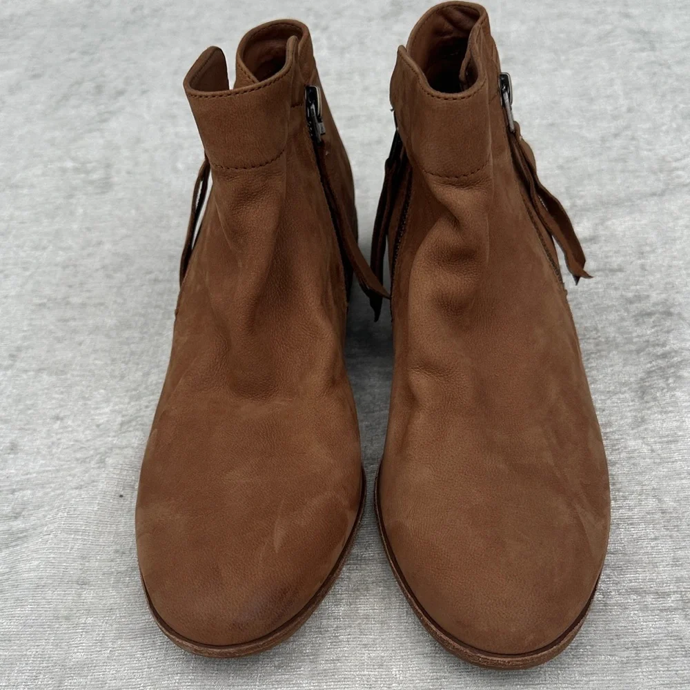 Sam Edelman Brown Leather Ankle Boots Zips on both Sides Size 9
